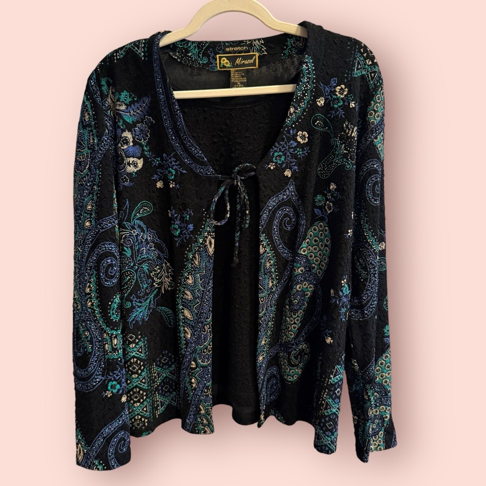 Mirasol Whimsigoth Paisley Tie Front Top Layered Boho Witchy